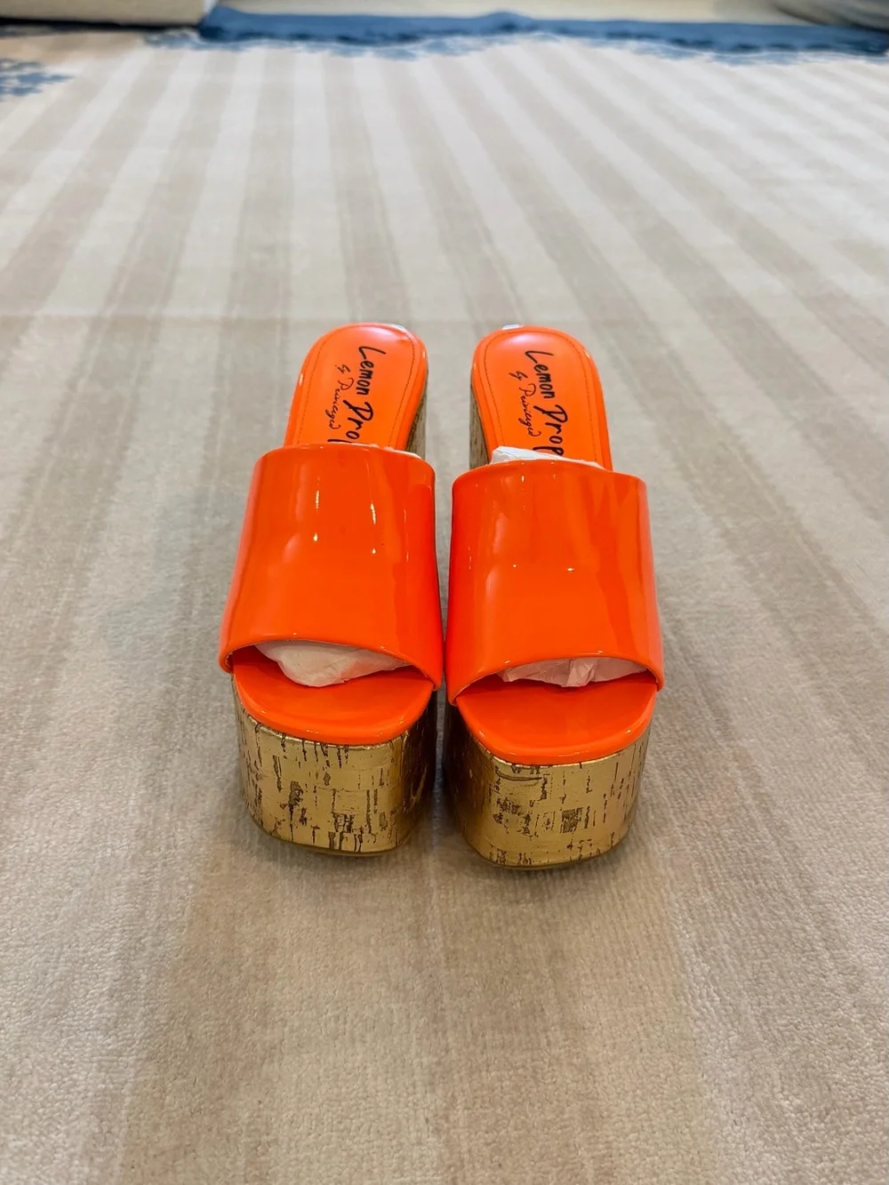 Lemon Drop by Privileged Shoes Gigietta Orange Platform Heels
